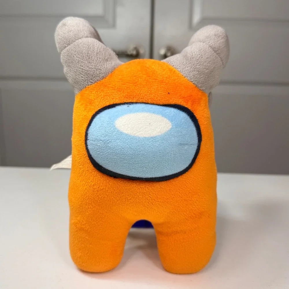 Among Us Orange Crewmate Plush Grey Ram Horns Gaming Collectible 7 Inch